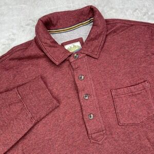 Eddie Bauer Sport Shop Polo Shirt Mens 2XL Burgundy Heather Long Sleeve Shacket